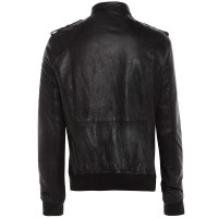 Barneys Black Label Men’s Funnel Neck Leather Bomber Jacket